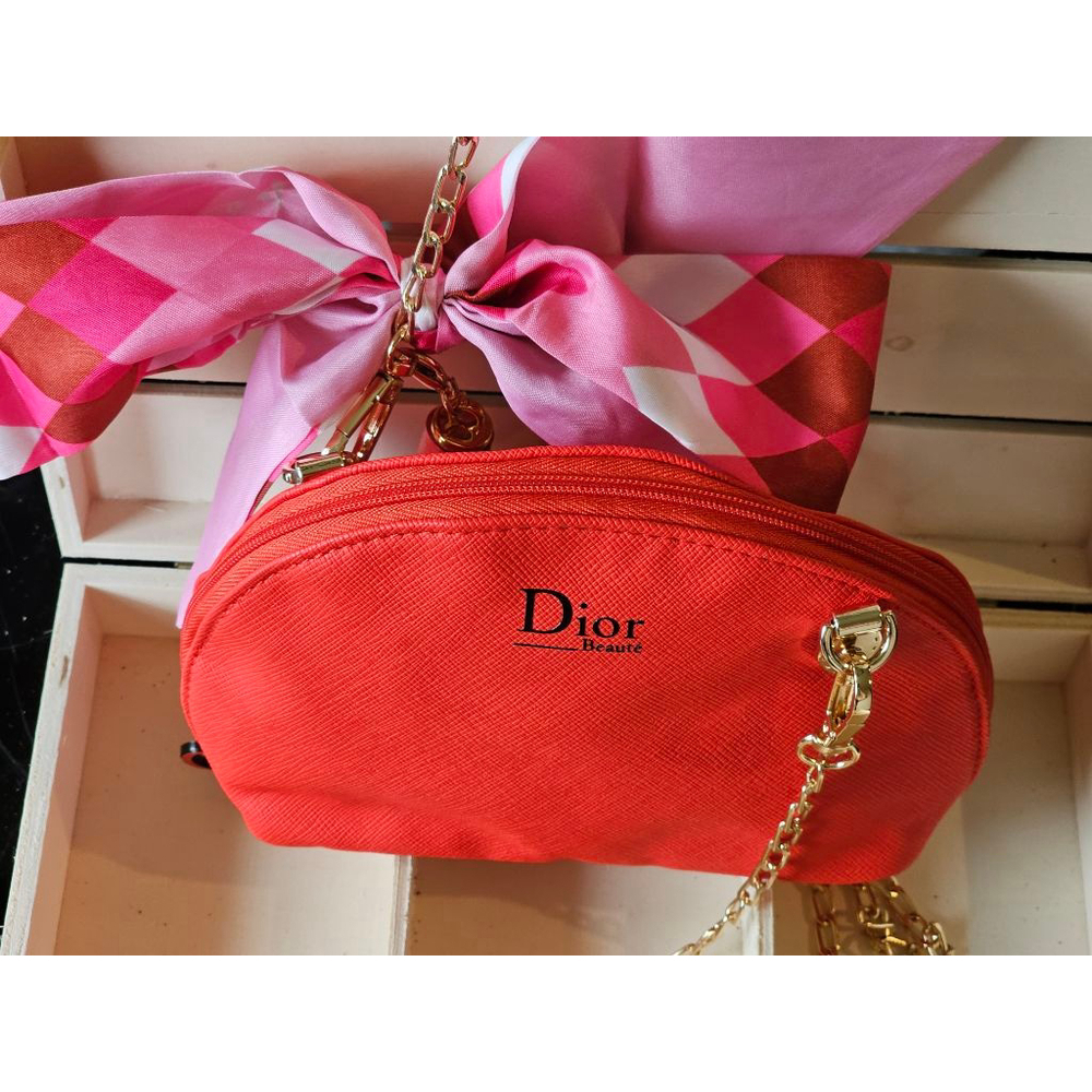 Christian Dior Red Clutch w/Crossbody Chain, Charms & Twilly Added NWOT - Picture 12 of 15